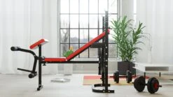 Halterbank INC. 50 Kg GEWICHTEN - Sportbank - Fitnessbank + Halterschijven + 1 Halterstang + 2 Dumbbells - Multifunctioneel - Volledig Instelbaar - Opklapbaar -Fit Verkoop 1200x675 6
