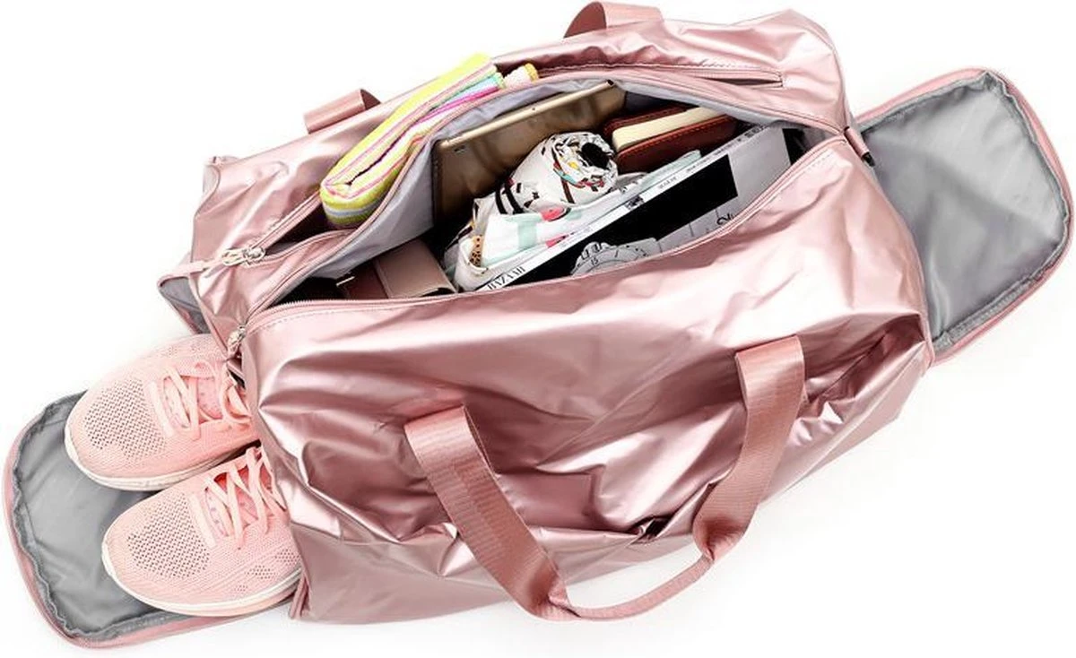 Merkloos Pink Gloss Duffel Bag | Medium Dames Sport Tas | 30 Liter - Roze 5 Merkloos Pink Gloss Duffel Bag | Medium Dames Sport Tas | 30 Liter - Roze - Afbeelding 3