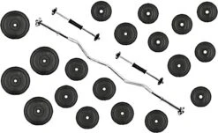 Fitness Trainer - Pull Up Toren - Dip Station – Push Up Bar - Dip Rack Halterbank Inc. 50 Kg GEWICHTEN + Sportbank Fitnessbank + Halterschijven + 3 Halterstangen - Multifunctioneel - Volledig Instelbaar - Opklapbaar -Fit Verkoop 1200x734 3