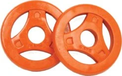 Tunturi Aerobic Halterschijven - Halter Gewichten - 2x 0.5 Kg - 30mm - Oranje - Incl. Gratis Fitness App