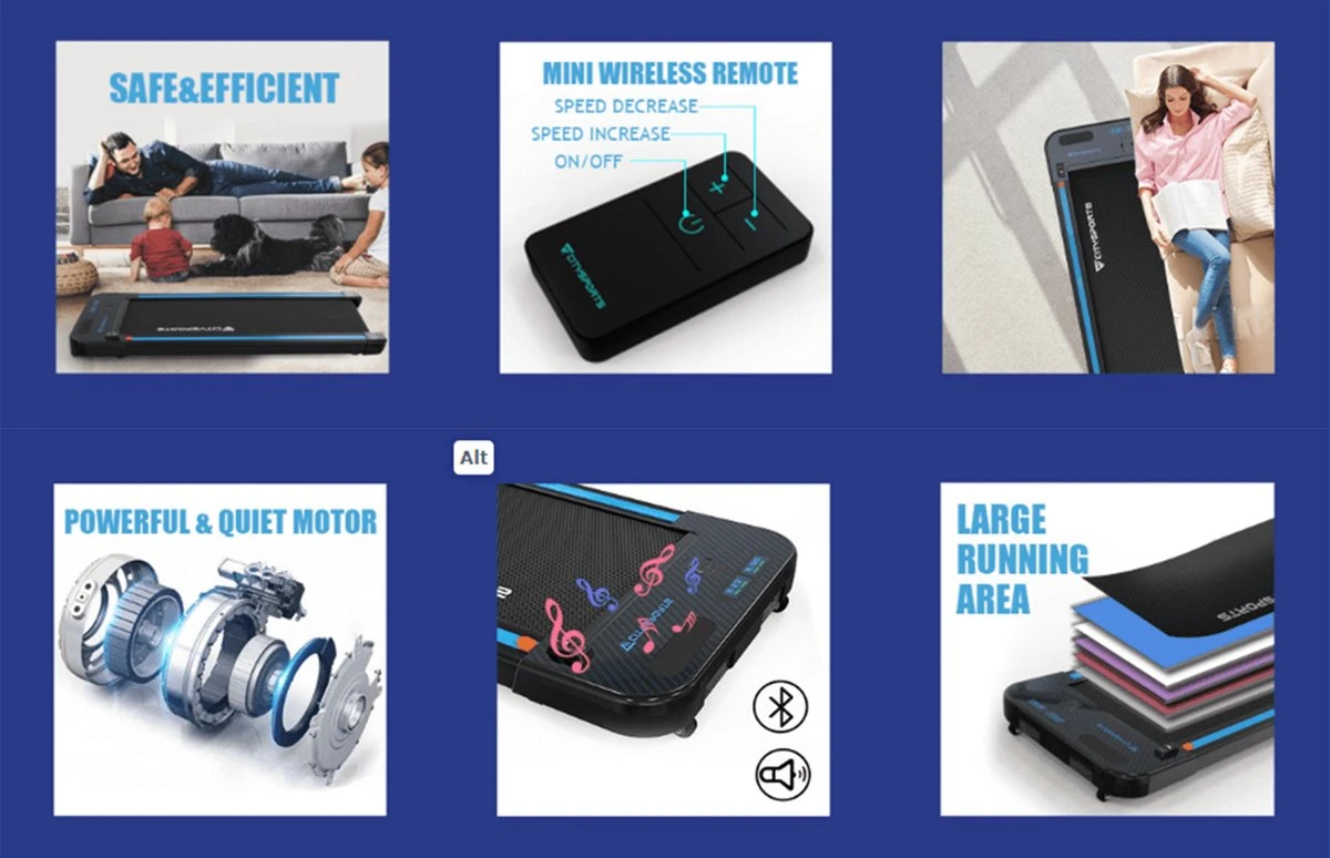 Merkloos CITYSPORTS Loopband, Elektrisch, Motor 440 W, Instelbare Snelheid, LCD-scherm En Calorieënteller, Geïntegreerde Bluetooth-luidspreker, Ultradun En Stil, Voor Thuis/kantoor 5 Merkloos CITYSPORTS Loopband, Elektrisch, Motor 440 W, Instelbare Snelheid, LCD-scherm En Calorieënteller, Geïntegreerde Bluetooth-luidspreker, Ultradun En Stil, Voor Thuis/kantoor - Afbeelding 3