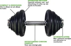 Tunturi Gewichten Gietijzer Totaal 15kg - Halterset Met Schroefsluiting - Dumbbell Set - 1 Halterstang - 30mm - Incl. Gratis Fitness App -Fit Verkoop 1200x783