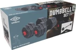 Umbro Halterset - 20 KG - Verstelbare Dumbells En Barbell - Gewichten Van 1.25 KG, 1.5KG En 2KG - Kunststof -Fit Verkoop 1200x790