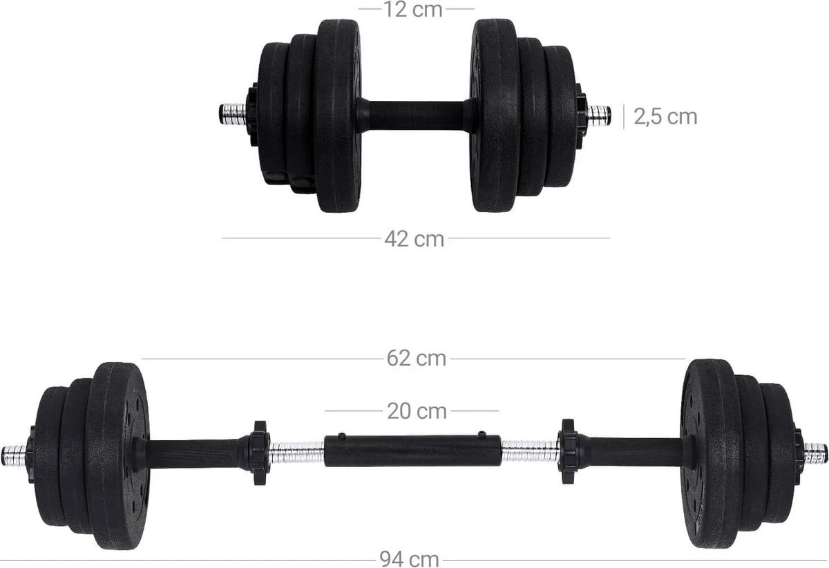 Songmics Dumbells - Halterset - Gewichten - Dumbells Set - Halters Verstelbaar - Met Verbindingsbuis - Set Van 30 Kg - Geel - Zwart 7 Songmics Dumbells - Halterset - Gewichten - Dumbells Set - Halters Verstelbaar - Met Verbindingsbuis - Set Van 30 Kg - Geel - Zwart - Afbeelding 5