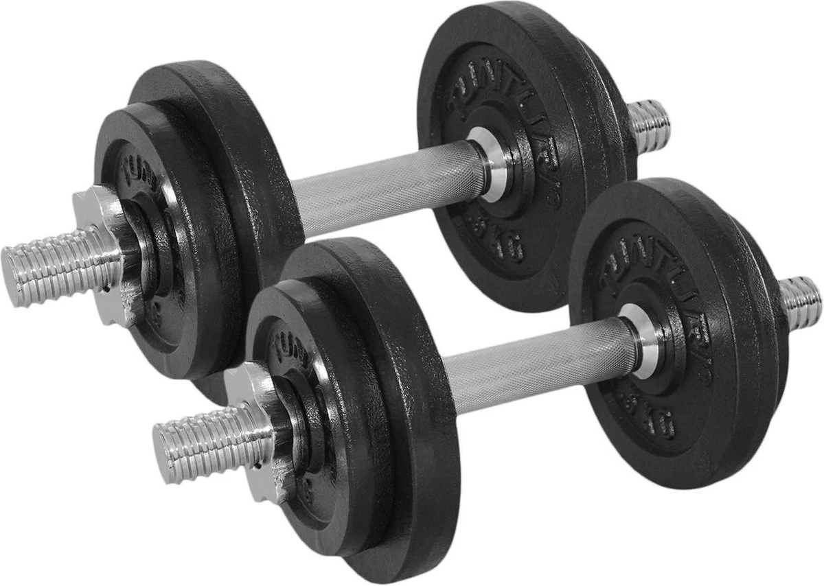Tunturi Gewichten Gietijzer Totaal 20kg - Halterset Met Schroefsluiting - Dumbbell Set - 2 Halterstangen - 30mm - Incl. Gratis Fitness App 3 Tunturi Gewichten Gietijzer Totaal 20kg - Halterset Met Schroefsluiting - Dumbbell Set - 2 Halterstangen - 30mm - Incl. Gratis Fitness App