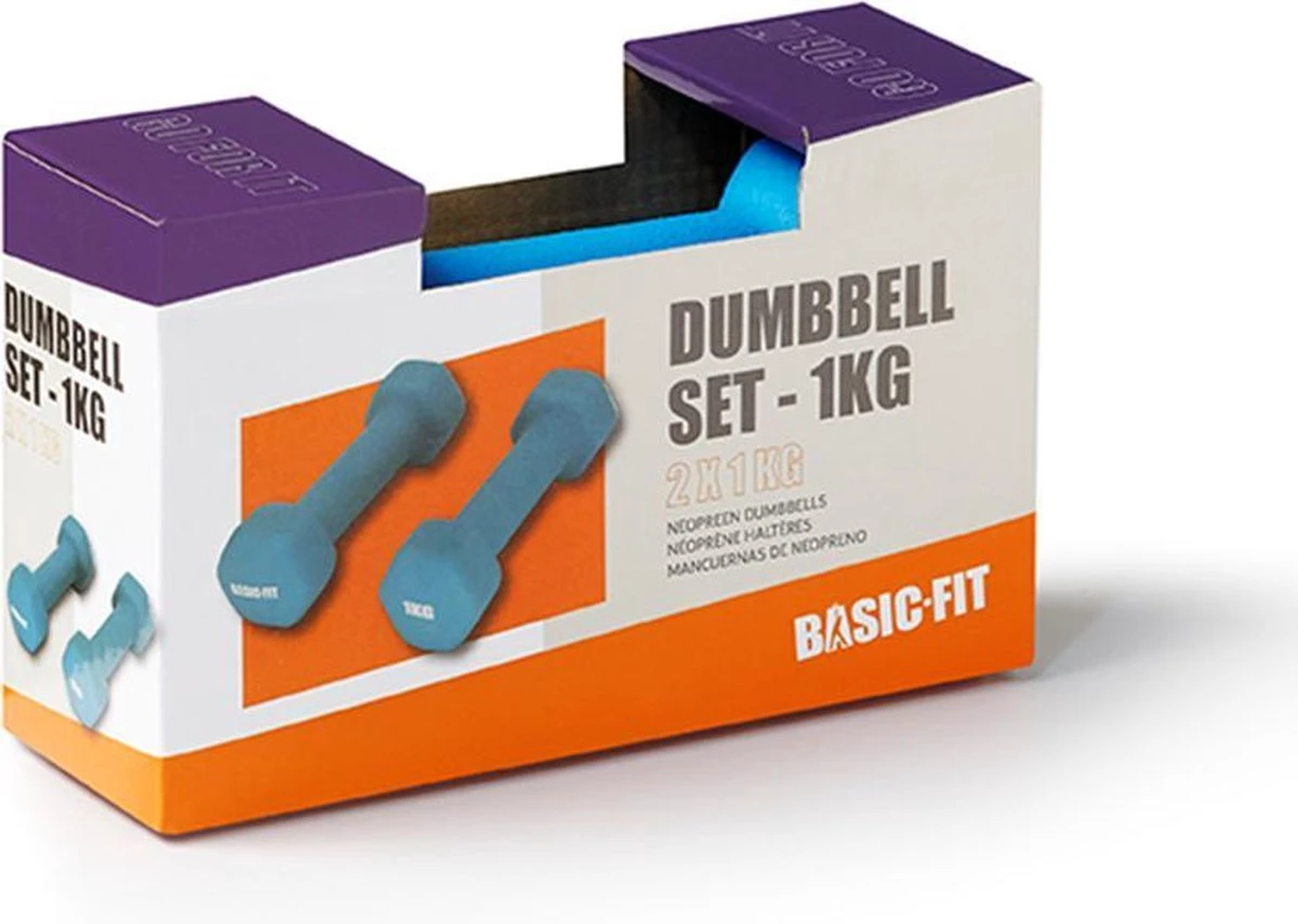 Basic-Fit® Dumbbells - Dumbells Set - 2 X 1 Kg - Rubber - Blauw 4 Basic-Fit® Dumbbells - Dumbells Set - 2 X 1 Kg - Rubber - Blauw - Afbeelding 2