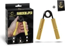 Gouden Grip Handknijper Level 2 (45kg) + GRATIS Griptraining E-book - Handtrainer - Handgripper - Onderarmtrainer - Hand Grips - Knijphalter - Handknijper Fitness - Grip Trainer - Heavy Grip