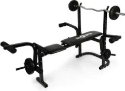 Klarfit Workout Halterbank - Fitnessbank - Trainingsbank Met Berging - Armcurler - Beencurler - 160 Kg Max. - Zwart -Fit Verkoop 1200x876