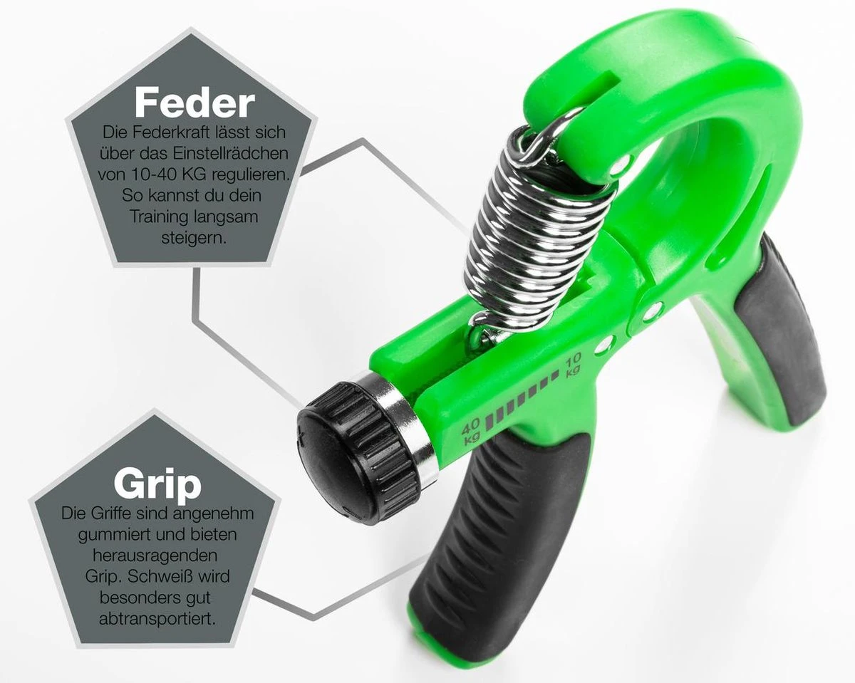 #DoYourFitness® - Verstelbare / Instelbare Handtrainer »Siro« - Pols / Onderarm Training - Knijphalter / Handknijper - Ter Versterkingen Van Handspieren - Groen 4 #DoYourFitness® - Verstelbare / Instelbare Handtrainer »Siro« - Pols / Onderarm Training - Knijphalter / Handknijper - Ter Versterkingen Van Handspieren - Groen - Afbeelding 2