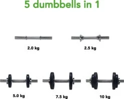Tunturi Gewichten Gietijzer Totaal 10kg - Halterset Met Schroefsluiting - Dumbbell Set - 1 Halterstang - 30mm - Incl. Gratis Fitness App -Fit Verkoop 1200x960 3