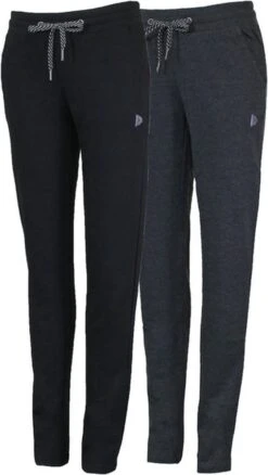 2-Pack Donnay - Joggingbroek Rechte Pijp - Dames - L - Zwart/Grijs