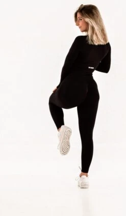 Comfort Sportoutfit / Sportkleding Set Voor Dames / Fitnessoutfit Legging + Sport Top (zwart) -Fit Verkoop 697x1200 2