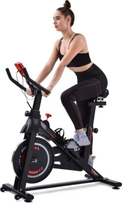 Indoor Cycling Fiets Met Magnetische Weerstand - Stationaire Cardiogym Hometrainer - 6 Kg Vliegwiel En Verstelbaar Comfortabel Zitje - Zwart En Rood -Fit Verkoop 719x1200 2