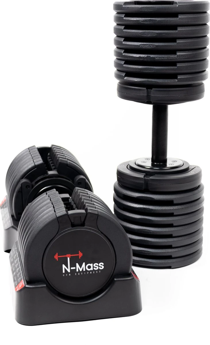 N Mass Verstelbare Dumbells Set - 34 Kg Gewichten - Hoogwaardige Fitness Dumbbells - Pro-Flex Dumbbell Set 2 N Mass Verstelbare Dumbells Set - 34 Kg Gewichten - Hoogwaardige Fitness Dumbbells - Pro-Flex Dumbbell Set
