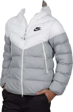 Nike Primaloft - Heren Winterjas - Maat XL - Wit/Grijs