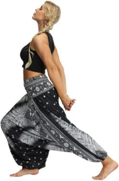 Merkloos Yoga Pants Loose Women High Waist Women Summer Loose Yoga Trousers Baggy Boho Jumpsuit Harem Pants Gym Zwart Wit -Fit Verkoop 792x1200 5