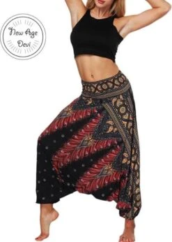 Merkloos Yoga Trousers Baggy Boho Jumpsuit Gym Rood Zwart- Vrouwen - Maat M -Fit Verkoop 856x1200 1