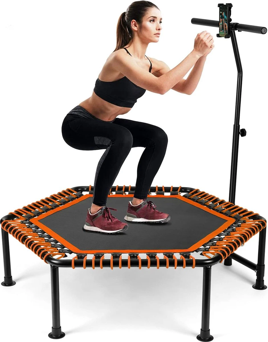FOXSPORT Trampoline - Jump - Fitness - Volwassene Of Kindertrampoline - Met Telefoonhouder - Fitness Trampoline Met Handvat - Mini Trampoline - Kleine Trampoline - Sport Trampoline - Inclusief Handgrip - Fitnesstrampolines - Vereist Montage - 123 Cm 3 FOXSPORT Trampoline - Jump - Fitness - Volwassene Of Kindertrampoline - Met Telefoonhouder - Fitness Trampoline Met Handvat - Mini Trampoline - Kleine Trampoline - Sport Trampoline - Inclusief Handgrip - Fitnesstrampolines - Vereist Montage - 123 Cm