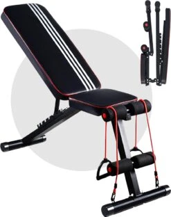 EchoGoods Halterbank - Inclusief Gratis Weerstandbanden En E-book - Fitnessbank - Bench Press - Trainingsbank - Halterbank Verstelbaar - Halterbank Opklapbaar - Rugsteun - Halterbank Gemonteerd + GRATIS E-book