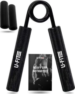 U-Fit One Metal Handtrainer 90kg Met 2 Soft Touch Sleeves - Grip Trainer - Handknijper - Knijphalter - Armtrainer - Hand Knijper - Handgripper - Heavy Gripper - Onderarm - Buigveer