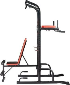 Fitness Trainer - Pull Up Toren - Dip Station – Push Up Bar - Dip Rack Halterbank Inc. 50 Kg GEWICHTEN + Sportbank Fitnessbank + Halterschijven + 3 Halterstangen - Multifunctioneel - Volledig Instelbaar - Opklapbaar -Fit Verkoop 990x1200 1